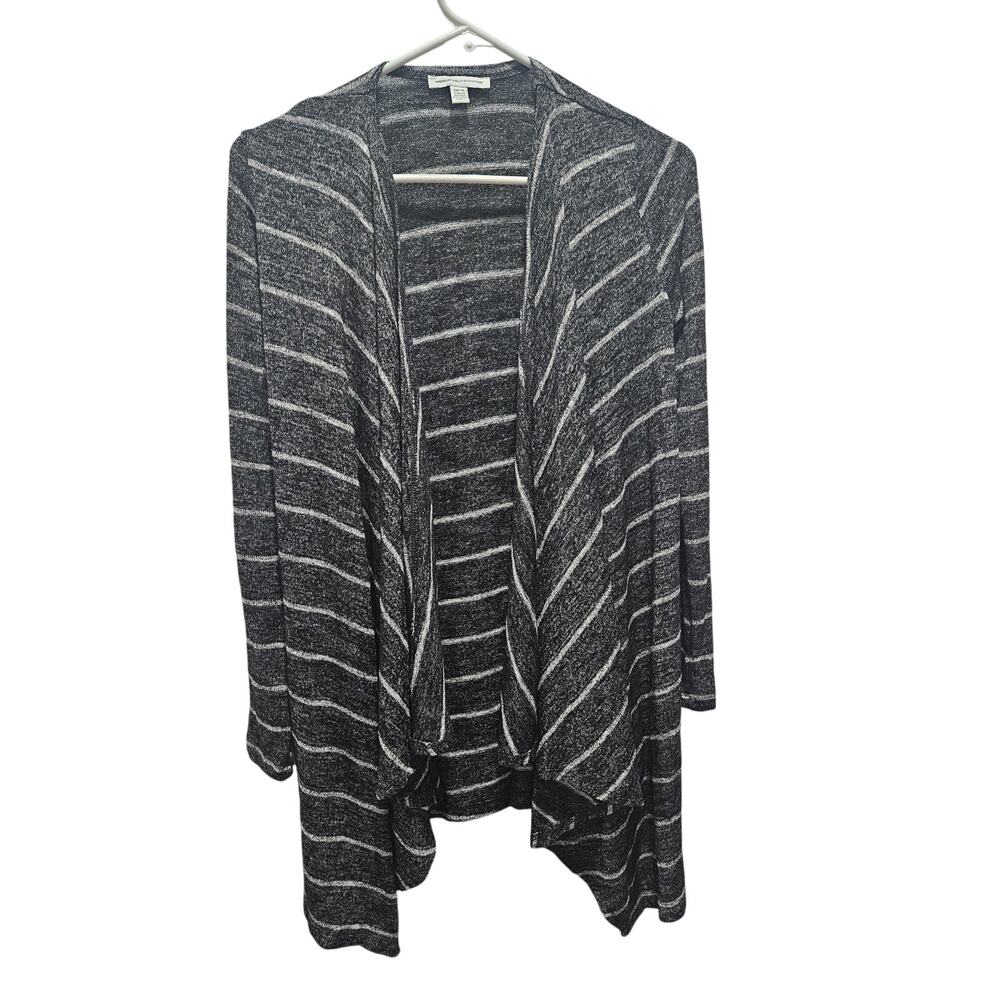 Y2K Striped Asymmetrical Skinny Sleeve Open Front Cardigan American Eagle XS